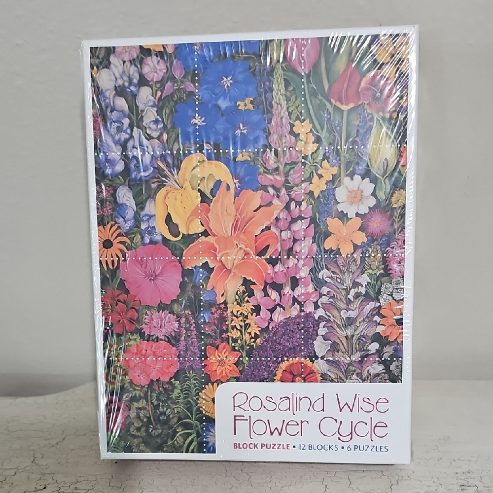 🧩NIB Rosalind Wise Flower Cycle Block Puzzle 12 Blocks 6 Puzzles in 1